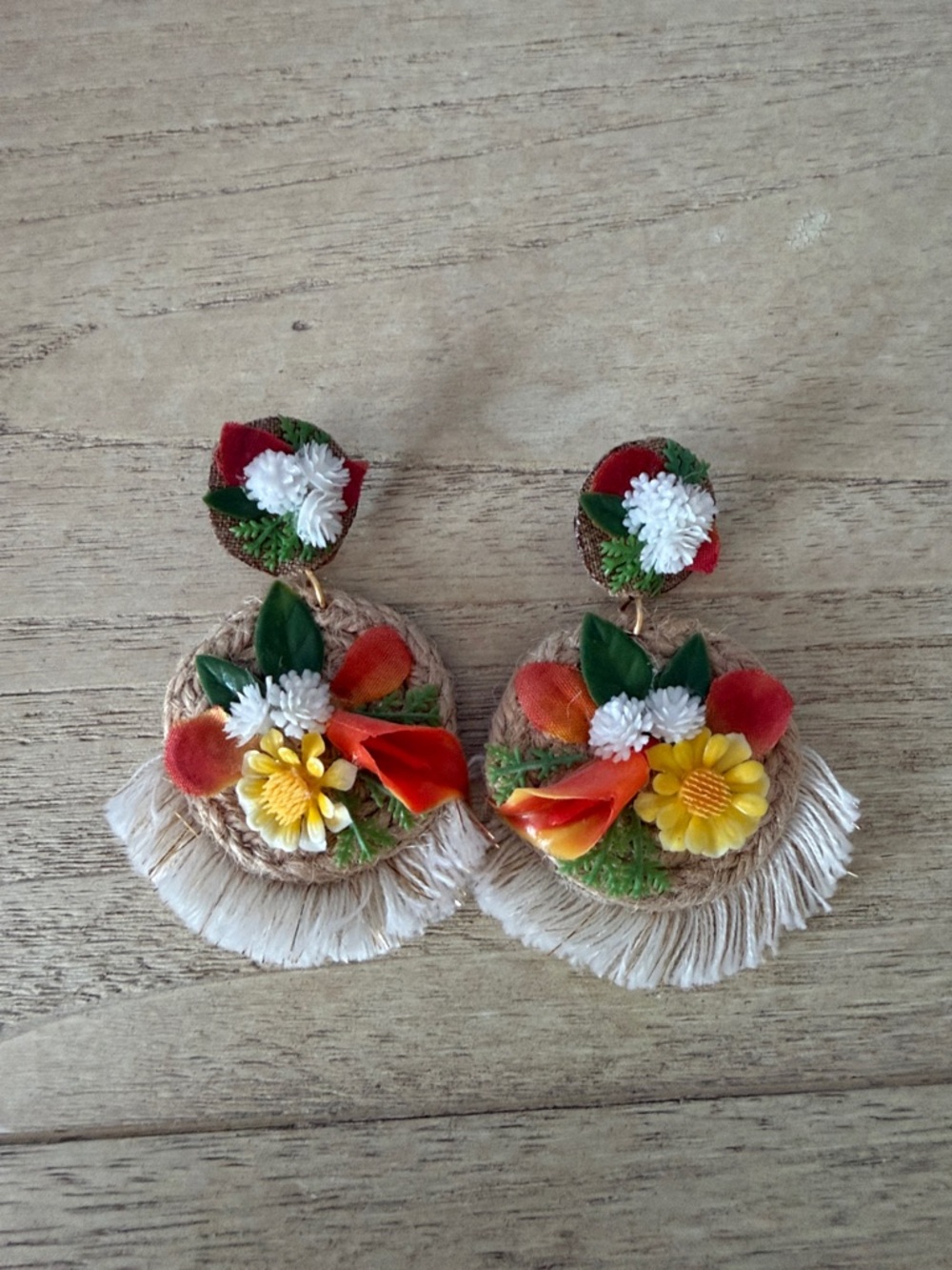 Tuckernuck Floral Fringe Statement Earrings